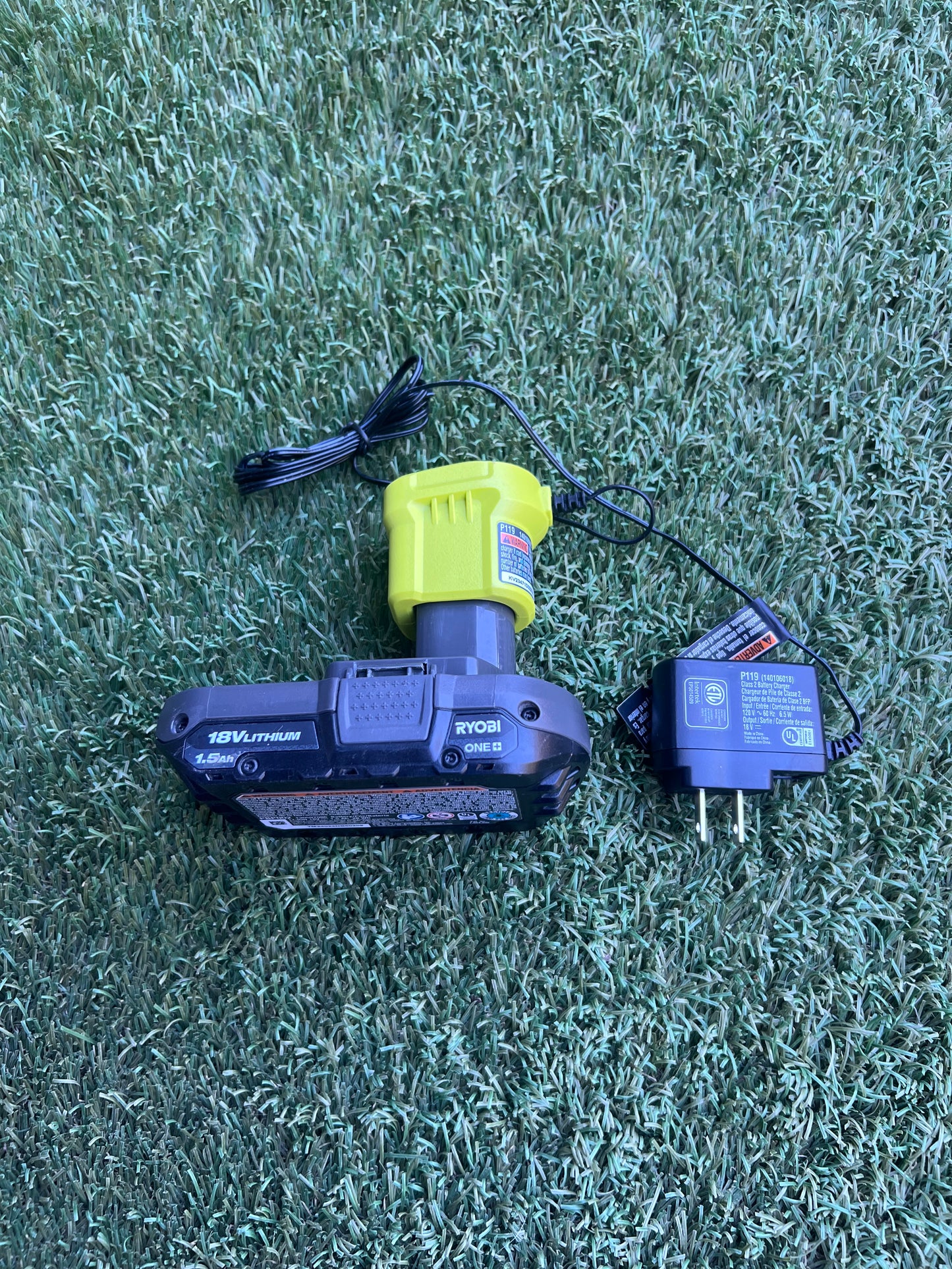 RYOBI ONE+ 18V Lithium-Ion 1.5 Ah Compact Battery and Charger